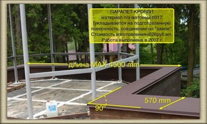 Парапет кровли на открытой веранде дома.