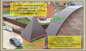 Арка на крыше дома с колпаками